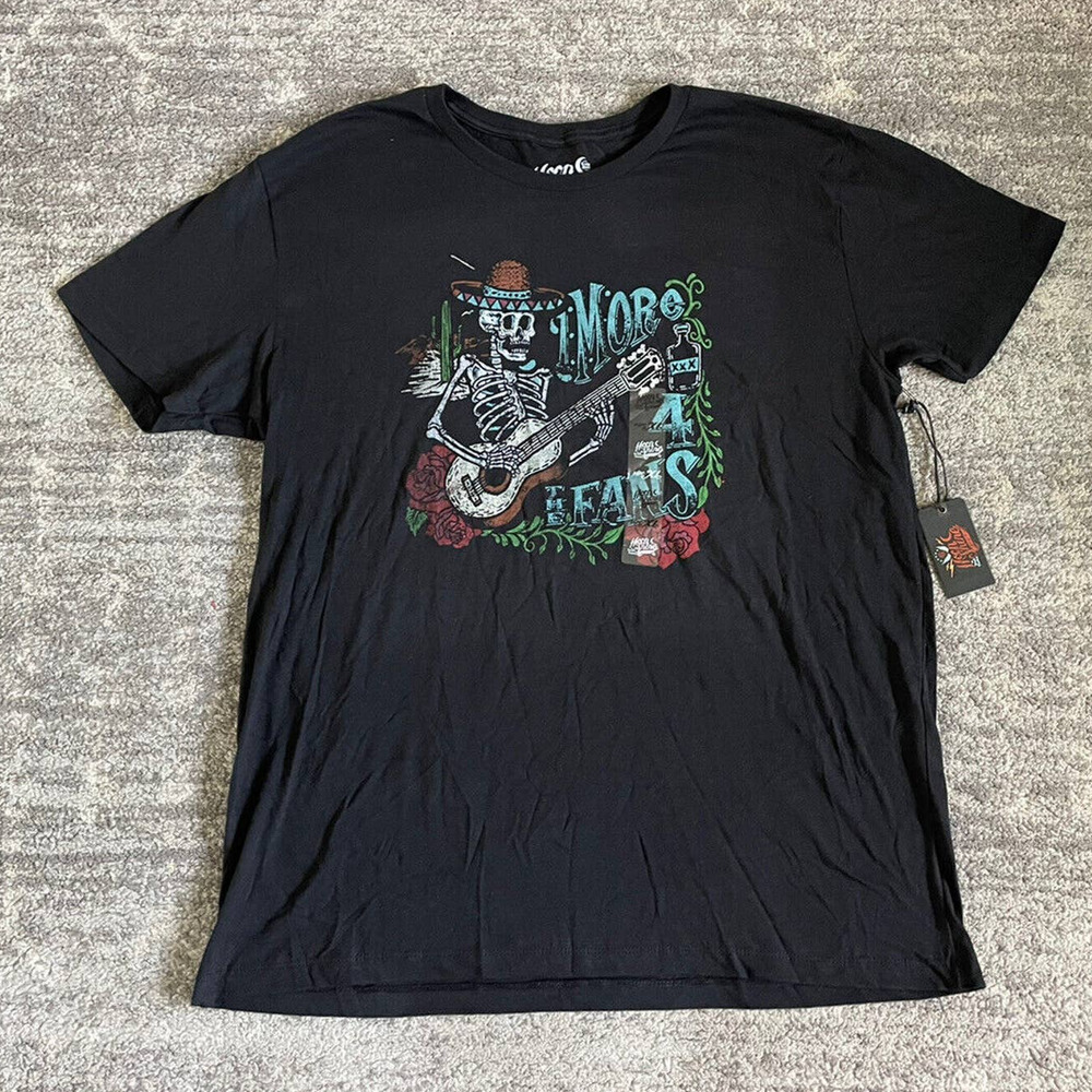 Moon Shine Spirit Mens XL Graphic Tee Black Skeleton For The Fans NWT P4
